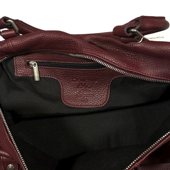 DOUCALS BURGUNDY LEATHER WEEKEND DUFFEL BAG NEVER USED - Picture 8 of 10